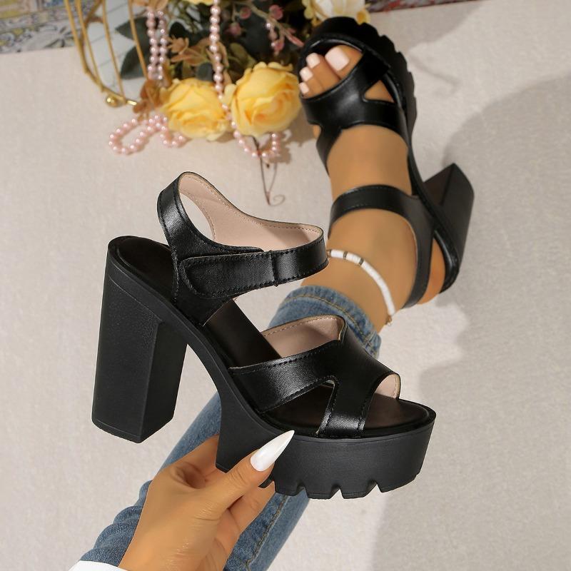 Fashion Summer 2025 New High Quality Women's Open Toe Sandals Platform Med Heel Chunky Heels Sandals for Fashion Plus Size Dress Party