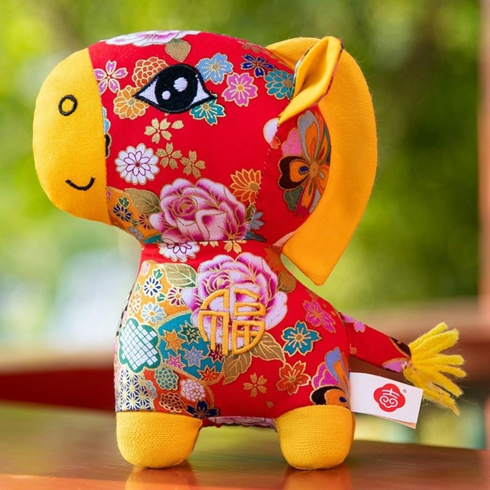 PP Cotton Plush Horse Stuffed Animal Toy Soft Chinese Horse Plush Doll Festive Decor