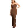 Spring Summer New Fashion Solid Color Round Neck Long Sleeve Slim Long Dress Suspender Dress Two In One Corset Bodysuit Dress