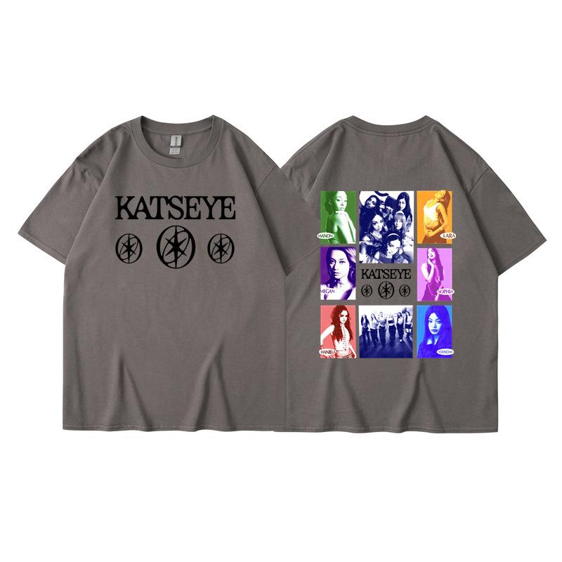 New KATSEYE printed T-shirt men's and women's casual T-shirt high-quality short sleeves