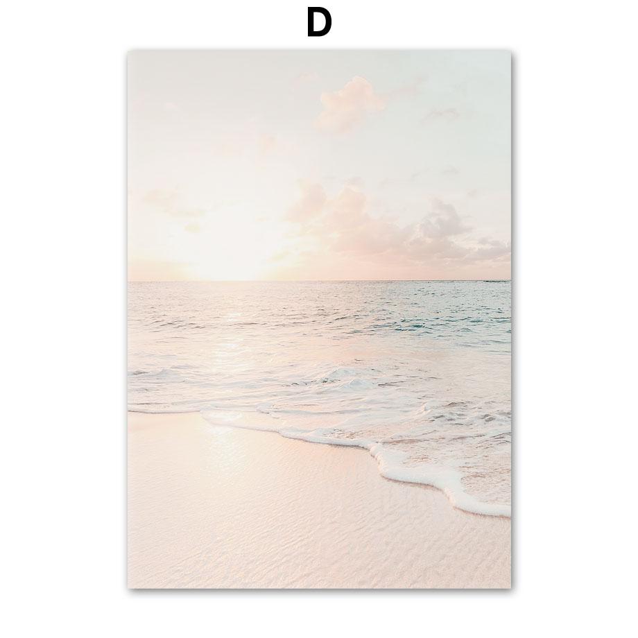 Santorini White House Beach Sea Portal Flowers Stone Nordic Poster Print Canvas Painting Wall Art Pictures Living Room Decor