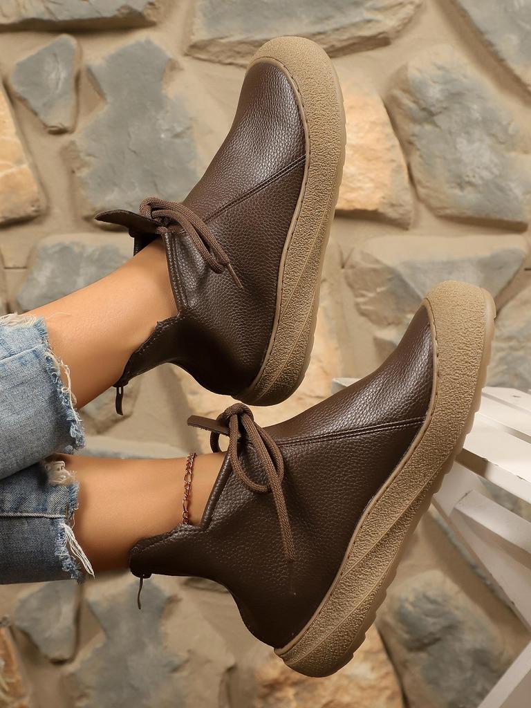 Женские ретро ботильоны из коровьей кожи - Мягкая кожа, Нескользящая подошва, Удобные и теплые для осени и зимы