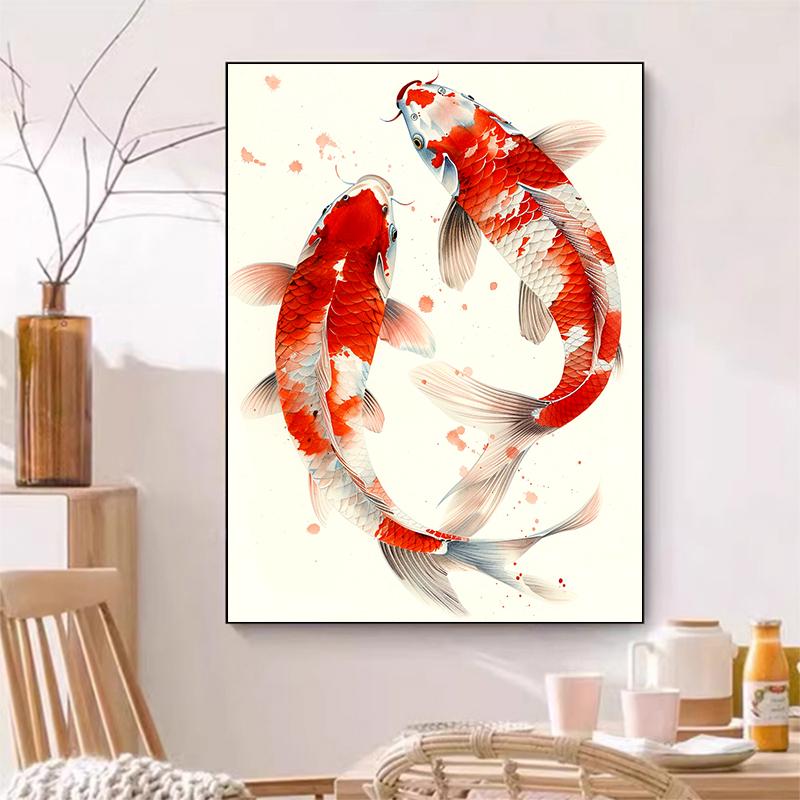 5d DIY Алмазная картина, вышивка крестом, две рыбы кои, алмазная вышивка, мозаика, золотая рыбка, полный круглый дрель, домашний декор
