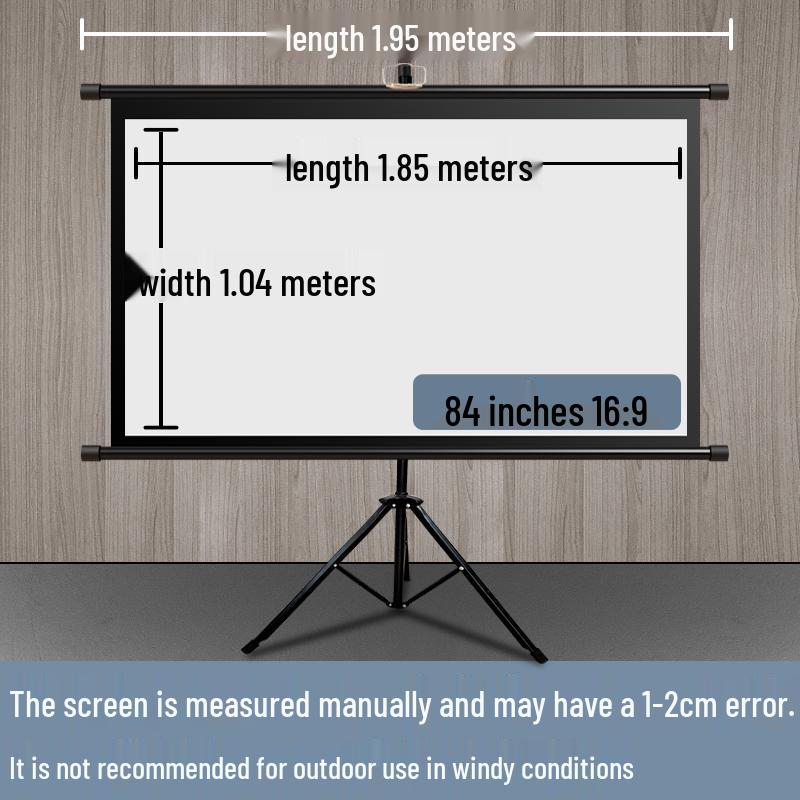 100-дюймовый напольный экран для проектора со стойкой - Кронштейн без перфорации для домашнего использования