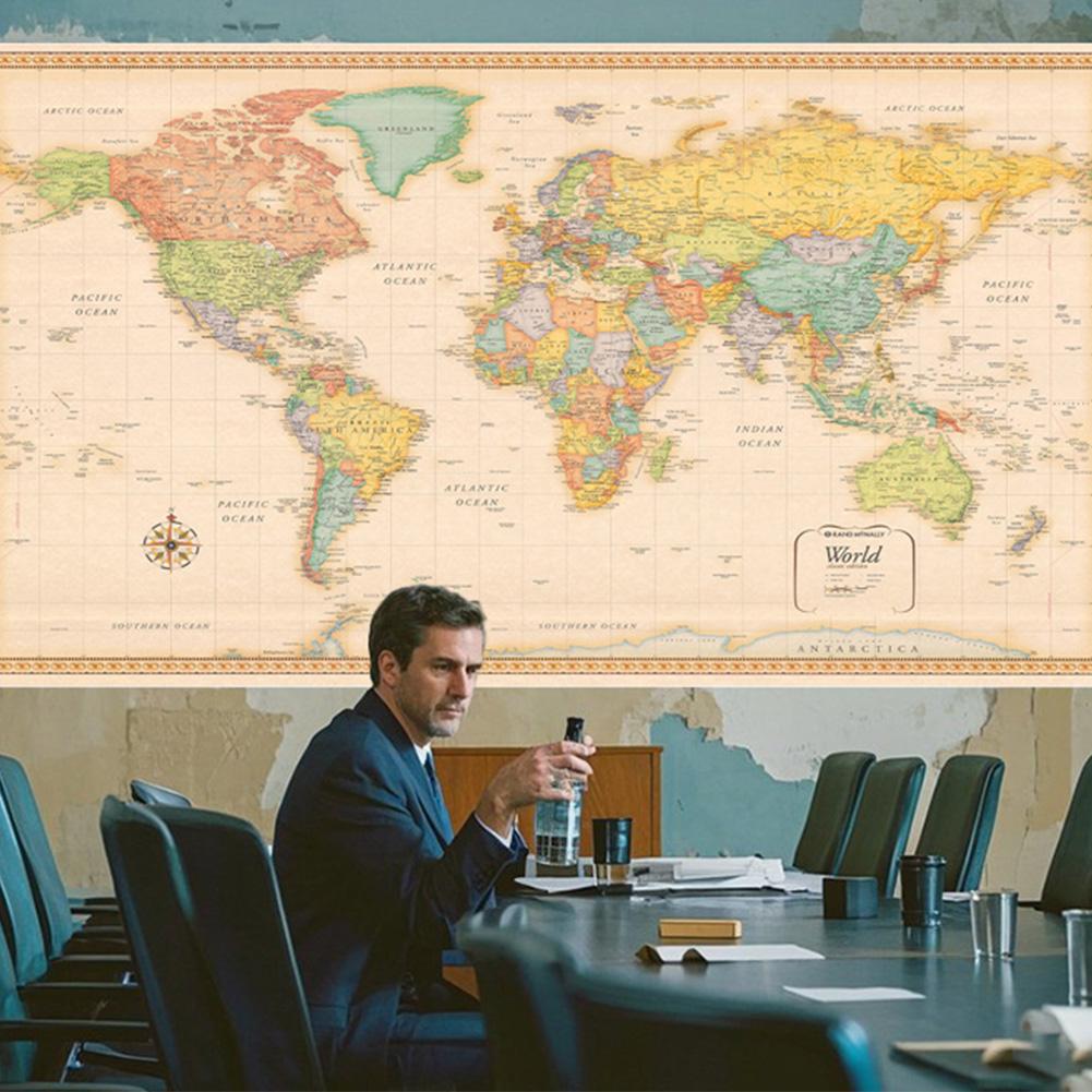 Карта мира, настенное украшение, винтажный образовательный декор, горизонтальный дизайн для классной комнаты, декор для студенческой комнаты и дома, настенный декор с картой мира, украшение для классной комнаты