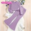 Girls' Casual Suits 2025 Spring Autumn New Long-sleeved Tops Bell Bottoms Children's Clothing