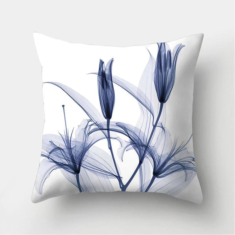 45x45cm Flower Printing Square Pillow Printing Polyester Cushion Cover Car Sofa Office Chair Pillow Cover Simple Home Decoration