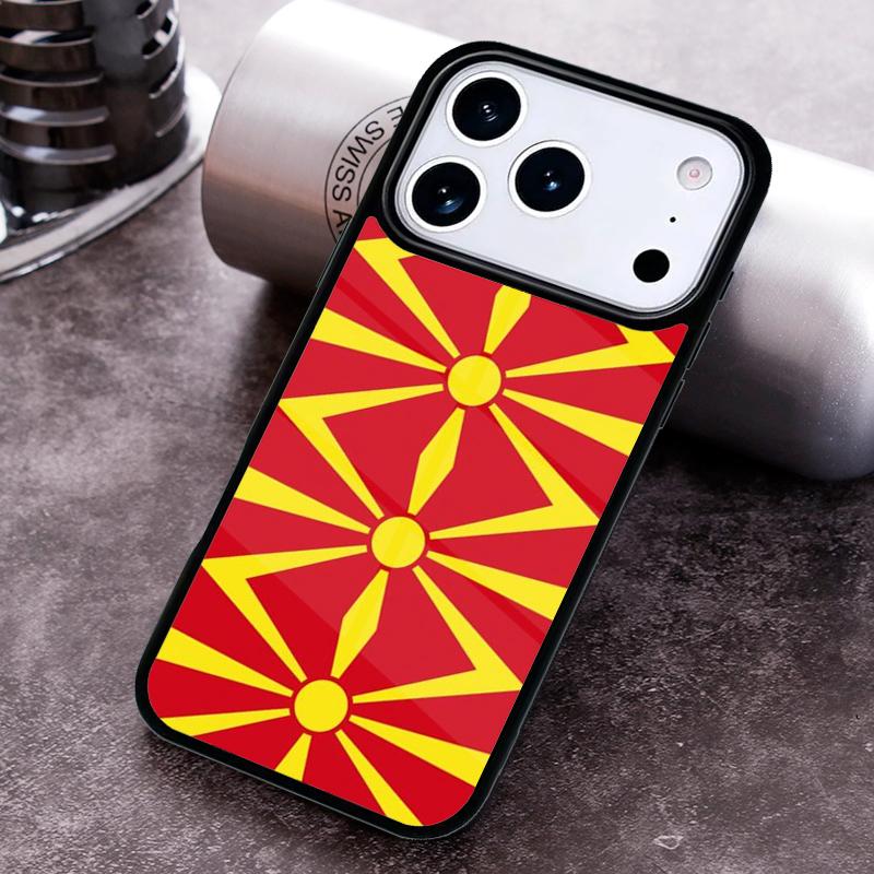 Чехол для телефона с флагом Македонии для iPhone 17 16 15 Pro Max Air 14 13 12 11 Plus Ударопрочный Чехол Capa