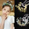 Модная гирлянда головной убор Креативный принцессный ободок Красивый жемчужный обруч для головы Лесной ребенок Венок Бабочка Цветочная корона