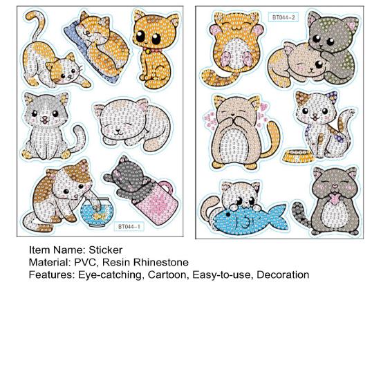 1 комплект, набор наклеек со стразами, креативная сверкающая наклейка с рисунком кота из мультфильма, бутылка для ноутбука