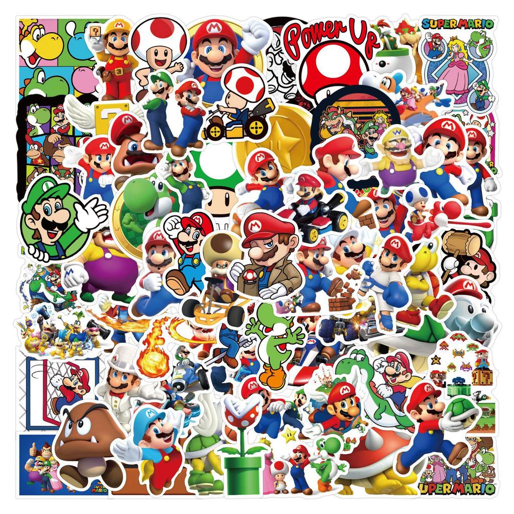 100 Classic Super Mario Cartoon Graffiti Stickers for Car, Luggage, and Cup