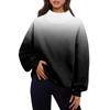 Женская мода градиент цвета с длинным рукавом свободный разрез половина водолазка толстовка топ