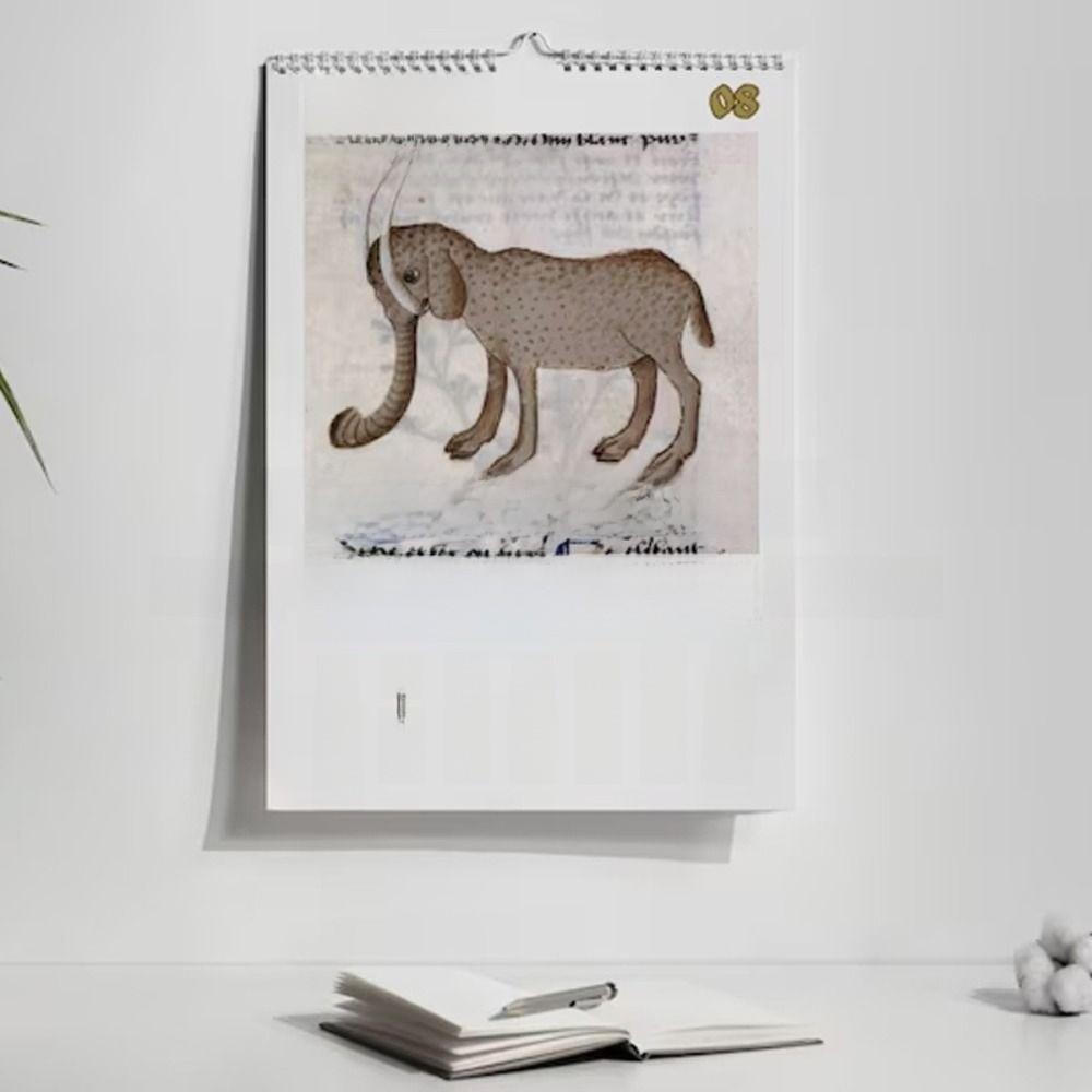 Daily Weekly Monthly Wall Calendar Medieval Horse Painting 12 Month Planner  For Bedroom
