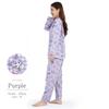 SAZAC Kuromi Gingham Pajama Cotton Long Sleeve and Loungewear Set, 100% Broadcloth, Women's Pants, (Purple/M/SAN1782)