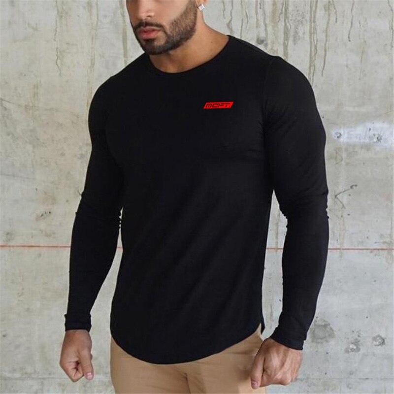 Спортивная футболка Muscleguys с длинными рукавами, мужская весенне-осенняя одежда, свободный топ для бега и фитнеса