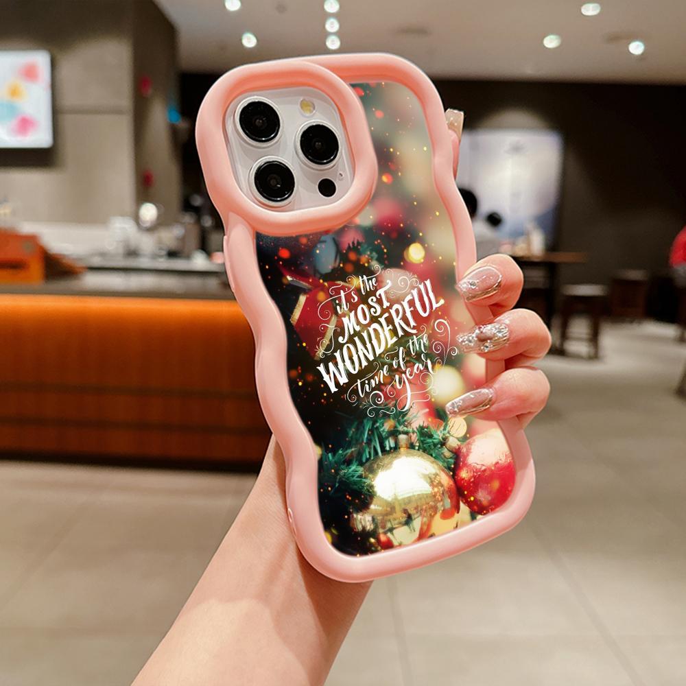 Мягкий чехол для телефона Macaron Big Wave для iPhone 11 12 13 14 15 Samsung A14 A24 A53 A54 A55 Xiaomi Redmi Note 13 12C, чехол A1 с Рождеством и Новым годом, арт