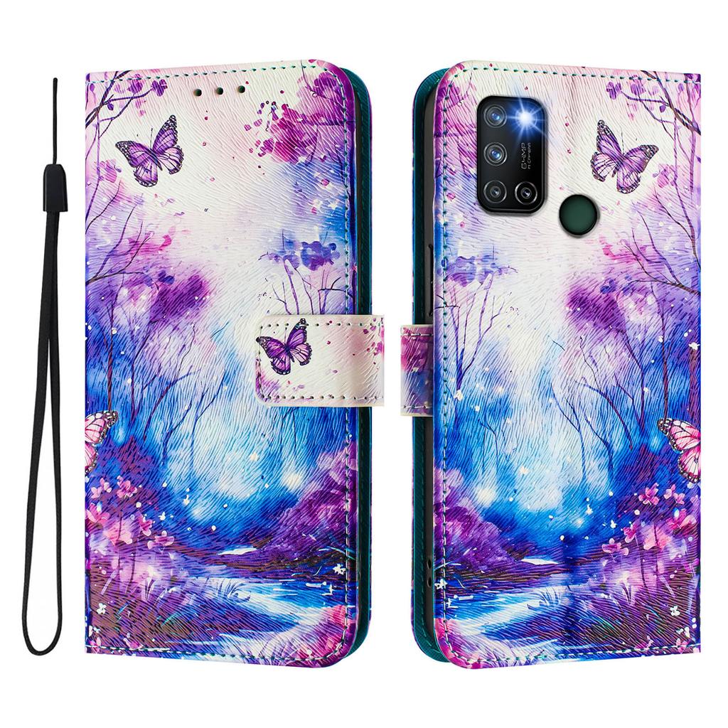 Dream Butterfly Forest Luxury Painted Leather Case Wallet Book Style Cover for Oppo A72/A52/A92 4G,A36 4G,Reno 8/9,Realme 8/9/10/11/12...