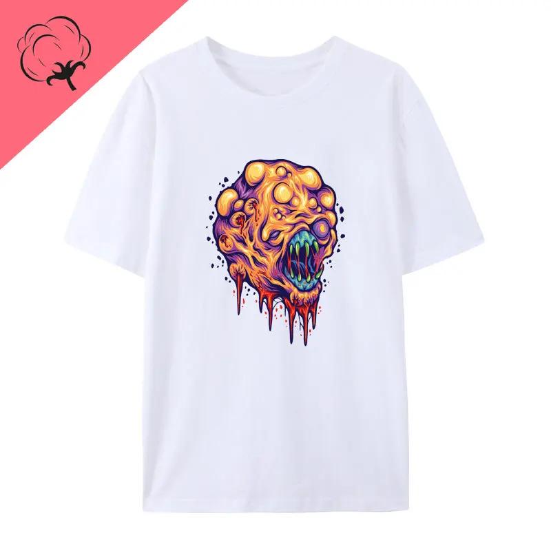 Monster Television Crawling Terror Creature Cotton T Shirt Scary Halloween Street Fashion Clothing Creative Casual Camisetas