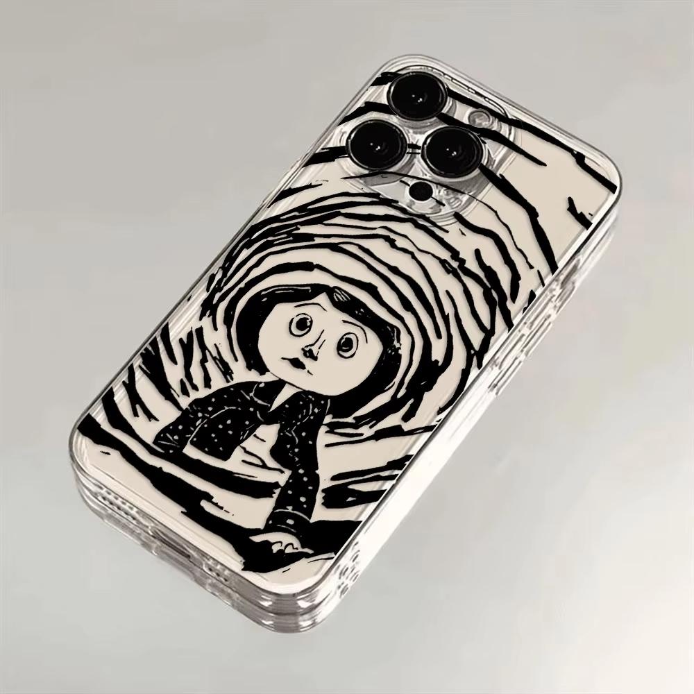 Чехол для телефона Коралина для iPhone 17 Air 16 e 15 14 13 12 11 Pro Max Plus Mini SE 2020 2022 Мягкий прозрачный чехол