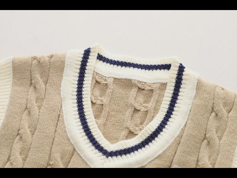 Костюм-тройка для мальчиков весна/осень: Новый комплект свитера и жилета 2023 года для детей от 1 до 5 лет