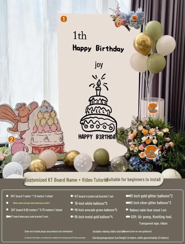 Украшения на первый день рождения в корейском стиле: Воздушные шары и фон для мальчиков и девочек