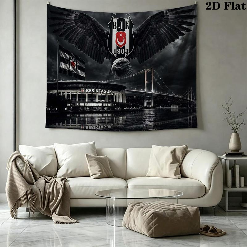 BJK Besiktas Wall Tapestry Aesthetic Wall Hanging Printed Fabric Blanket Decorative Tapestries for Bedroom Living Room Home Decor