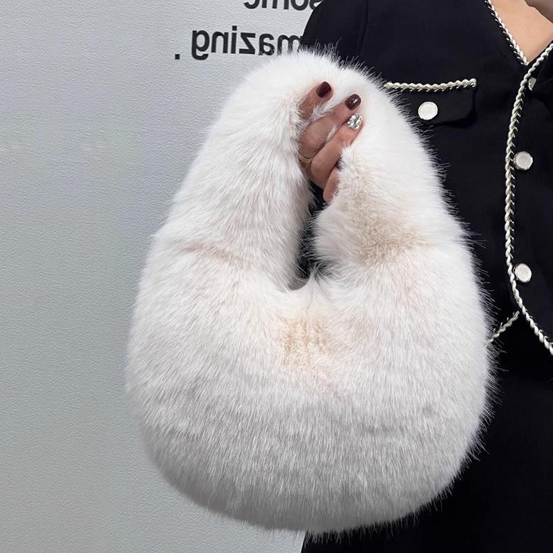 Yogodlns Новая зимняя плюшевая сумка для женщин, модная ручная пушистая сумка, универсальная сумка через плечо, трендовая сумка-хобо для поездок на работу