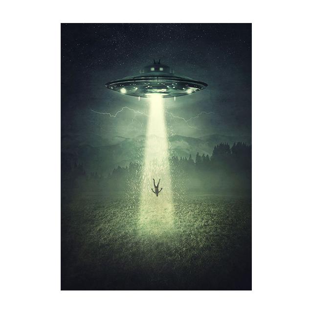UFO Glow Strangely In the Dark Series TV Movie Poster Alien Spacecraft Captures People Research Pictures Wall Canvas Art Decor