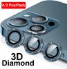 Чехол из 2/3 шт. для iPhone 15 Pro Max, чехол с бриллиантами, защита объектива камеры для iPhone 14, 13, 12, 11 Pro Max 3, защитная пленка из закаленного стекла