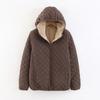 Women's Hooded Coat Casual Slim Check Lamb Fleece Top Thick Warm Plus-size Jacket