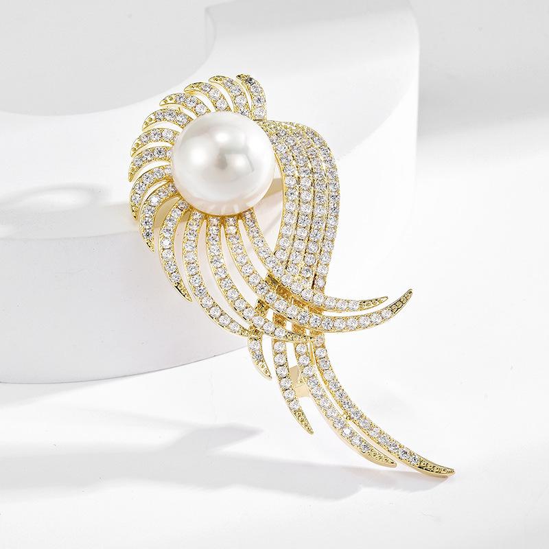 Angel Wings Pearl High-End Temperament Brooch Simple Atmosphere Retro Suit Corsage Coat Versatile Pin