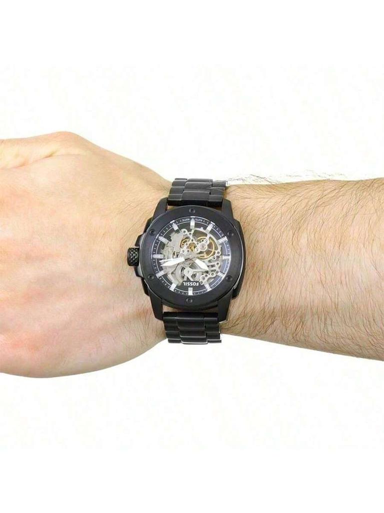 Fossil Мужские кварцевые часы из нержавеющей стали с тремя стрелками, корпус из нержавеющей стали/зеркало из устойчивого к царапинам стекла ME3080