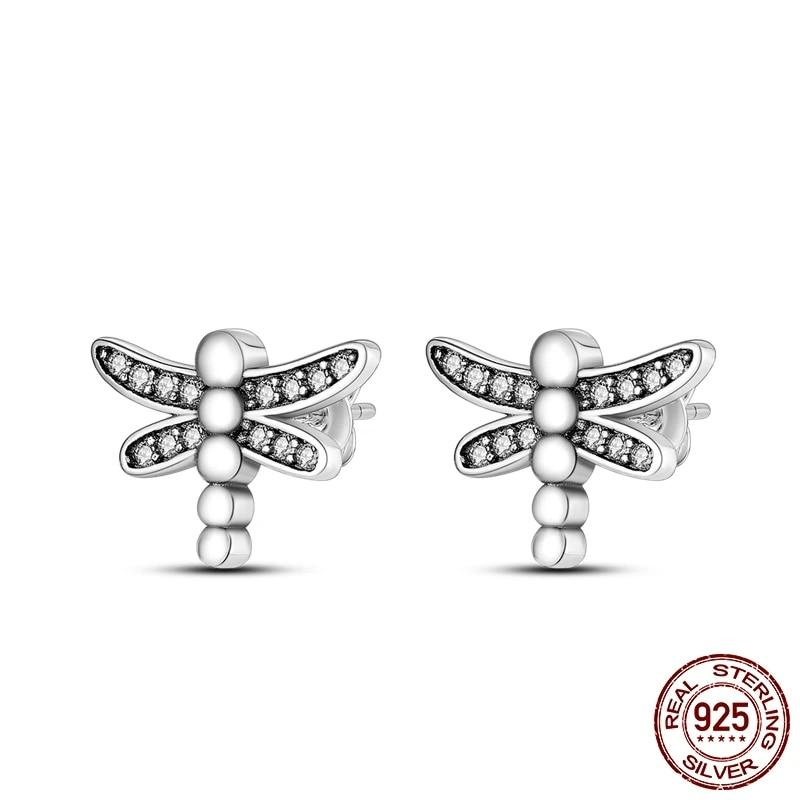 Новый дизайн, серьги-гвоздики со звездами и крыльями, серьги-кольца для женщин, подруги, жены, серебро 925, ювелирные изделия, подарок, серьги-капли