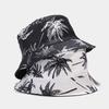 Новые шляпы-панамы для мужчин и женщин с принтом кокосовой пальмы, двусторонняя шляпа-ведро унисекс, уличные дорожные кепки с солнцезащитным козырьком