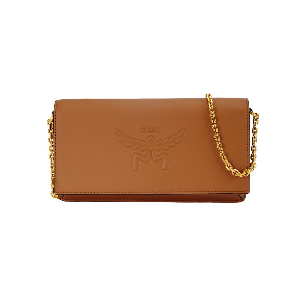 MCM Classic Logo Leather Chain Bag Small Square Handbag Crossbody Bag Shoulder Bag Large Size Women handbags Orange MYLEAAC01CK