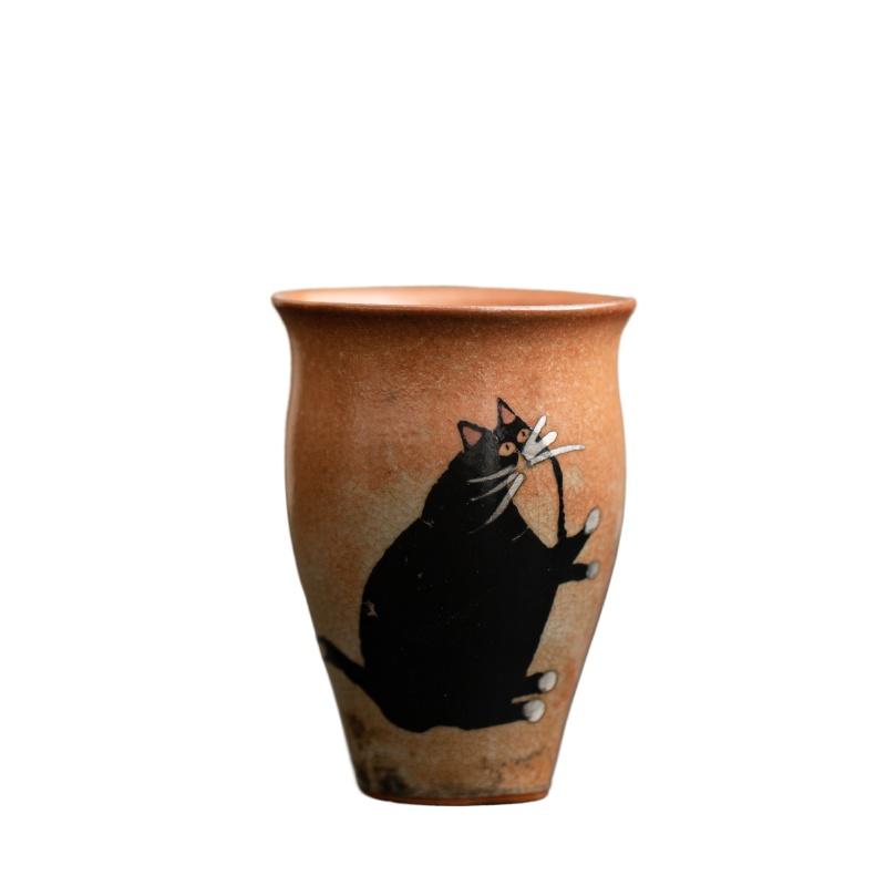 50 мл Японская керамическая чайная чашка с эффектом печной глазури в ретро-стиле, ручной работы, чашка с кошкой Чжие, маленькая чашка мастера, фарфоровая китайская чайная посуда для кунг-фу