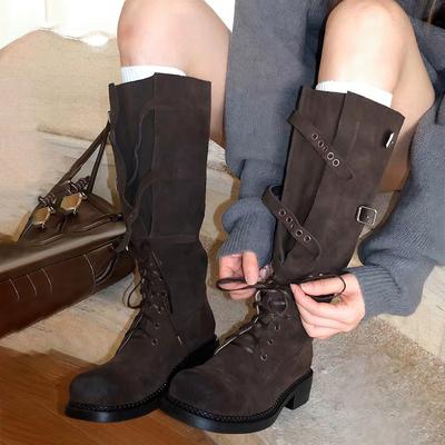 Miu - это те же высокие сапоги для женщин 2026 года, новые ремешки, высокие сапоги-рыцари, квадратная пряжка, но ботфорты для женщин