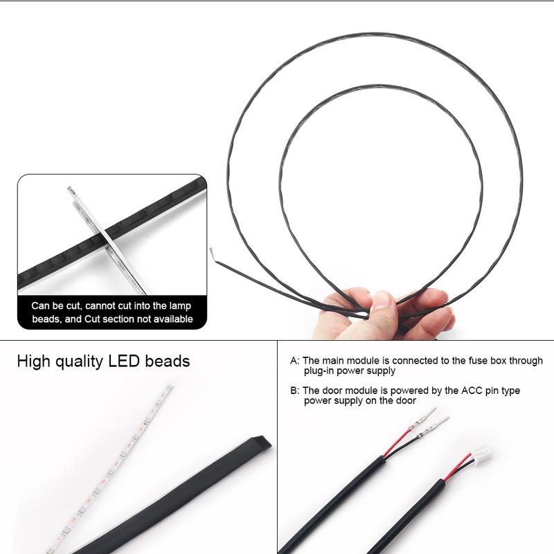 10/14/18 in 1 Led Car Ambient Lights 213 64 Color RGB Symphony Streamer Bluetooth Rainbow Acrylic Strips Atmosphere Lamp Kit 12V