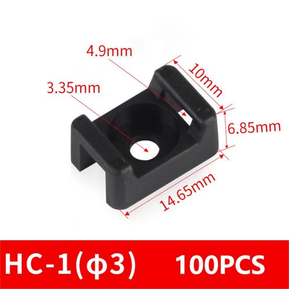 100PCS HC-4 Plastic Wire Mounts Seat Data Line Winder Cable Tie Fixed Seat