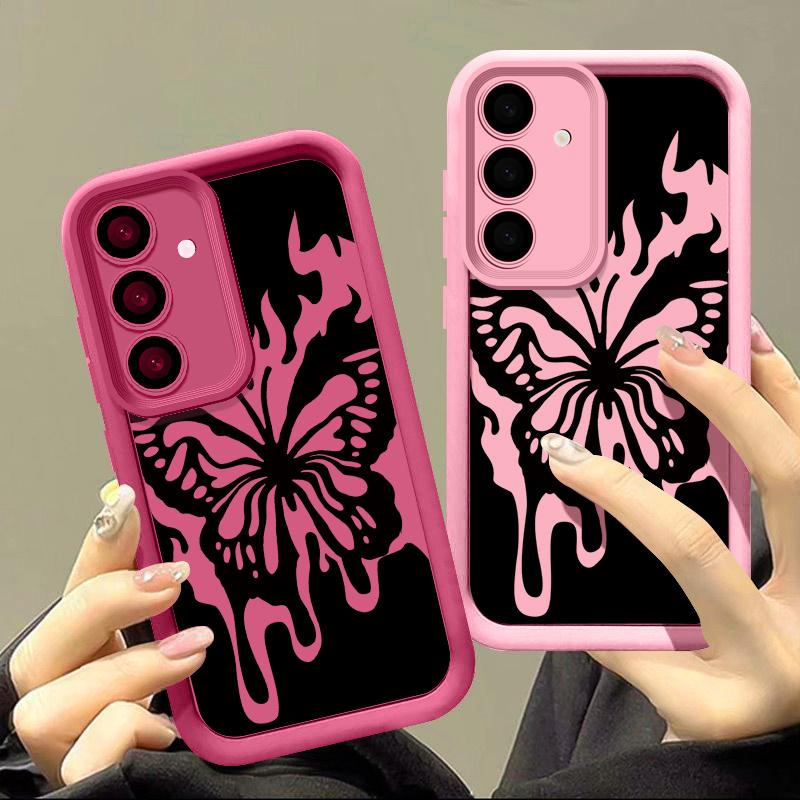 Мягкий чехол Candy Color для Samsung S25 S24 S23 S22 S21 Ultra Plus S20 Fe A55 A56 A52 A35 A15 с принтом бабочки, противоударный защитный силиконовый чехол для объектива