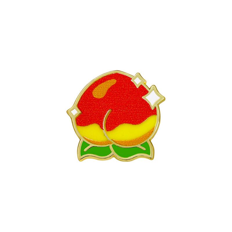 Japan and Korea creative fun fruit brooch cartoon cute apple cherry metal badge summer clothes backpack decoration