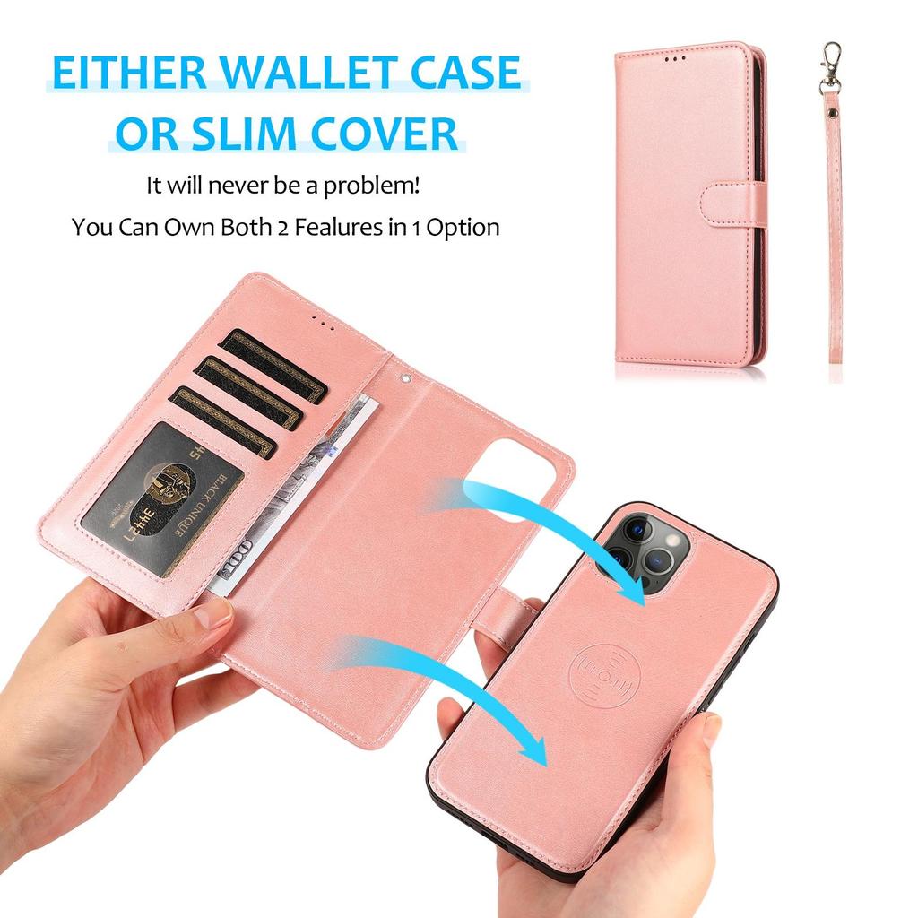 2 In 1 Detachable Magnetic Leather Wallet Case For iPhone 16 15 14 13 12 11 Pro Max Plus XR Samsung S25 S24 S23 S22 S21 S20 Ultra Plus A16 A15 A55 A54