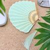 Light Green Mini Shell Fan Bamboo Frame Retro Handheld  Fan Folding Hand Fan  Home Decoration