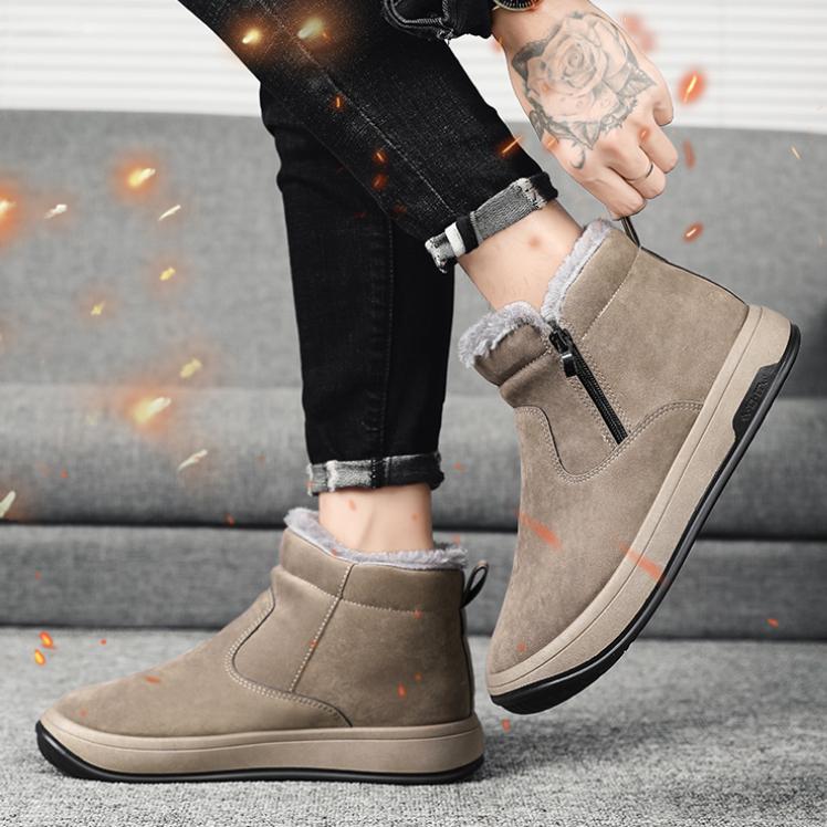 Мужские зимние большие хлопковые зимние ботинки, высокие уличные хлопковые ботинки, популярный стиль, бархатная теплая мужская обувь, модная и удобная