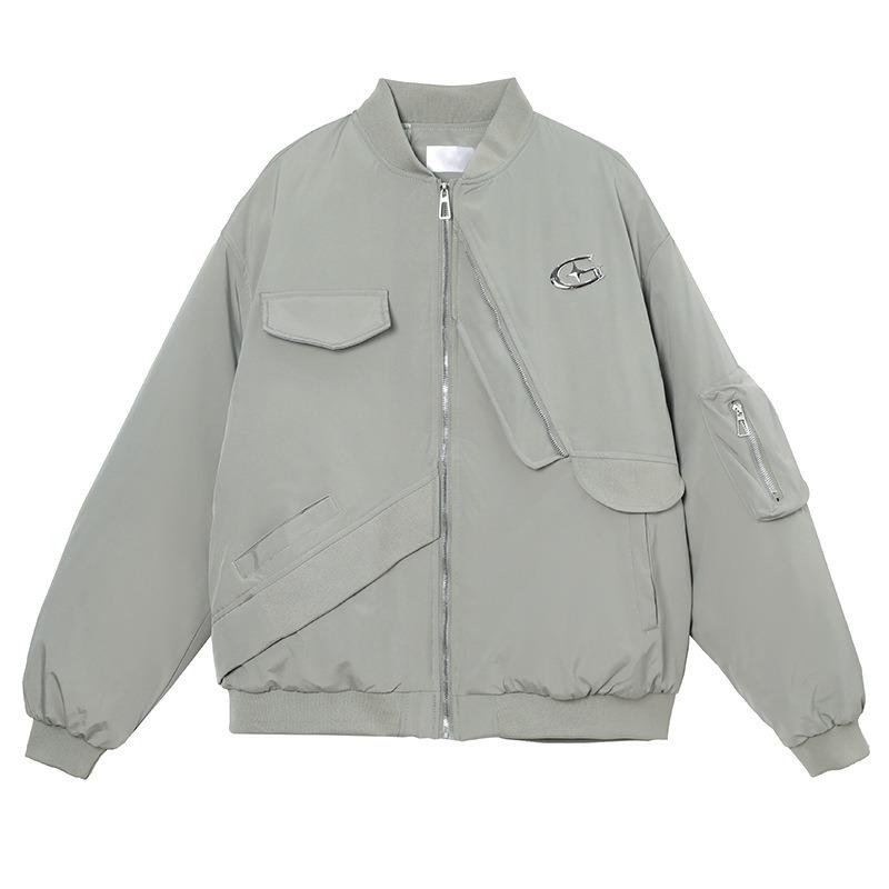 Реальное фото пара уличная хлопковая одежда чувство дизайна бейсбольная летная одежда женская свободная куртка-спецовка куртка