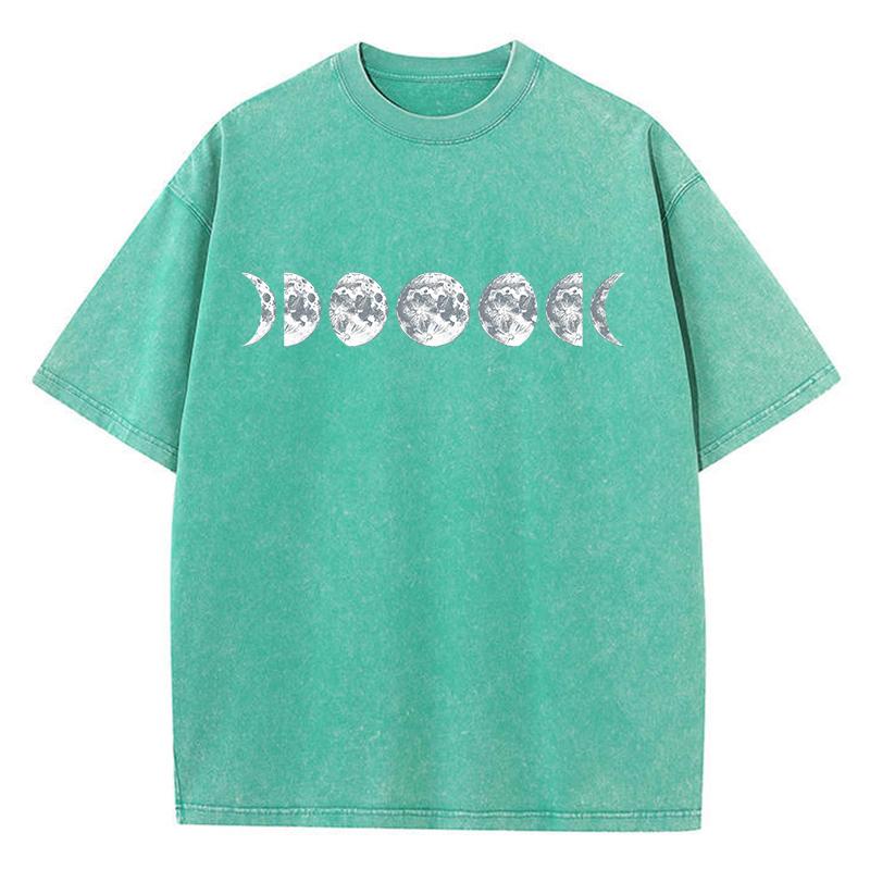 Футболка с художественным дизайном в виде лунного узора, мужская, универсальная, молодежная, эстетичная, с выражением индивидуальности, шикарная, с коротким рукавом