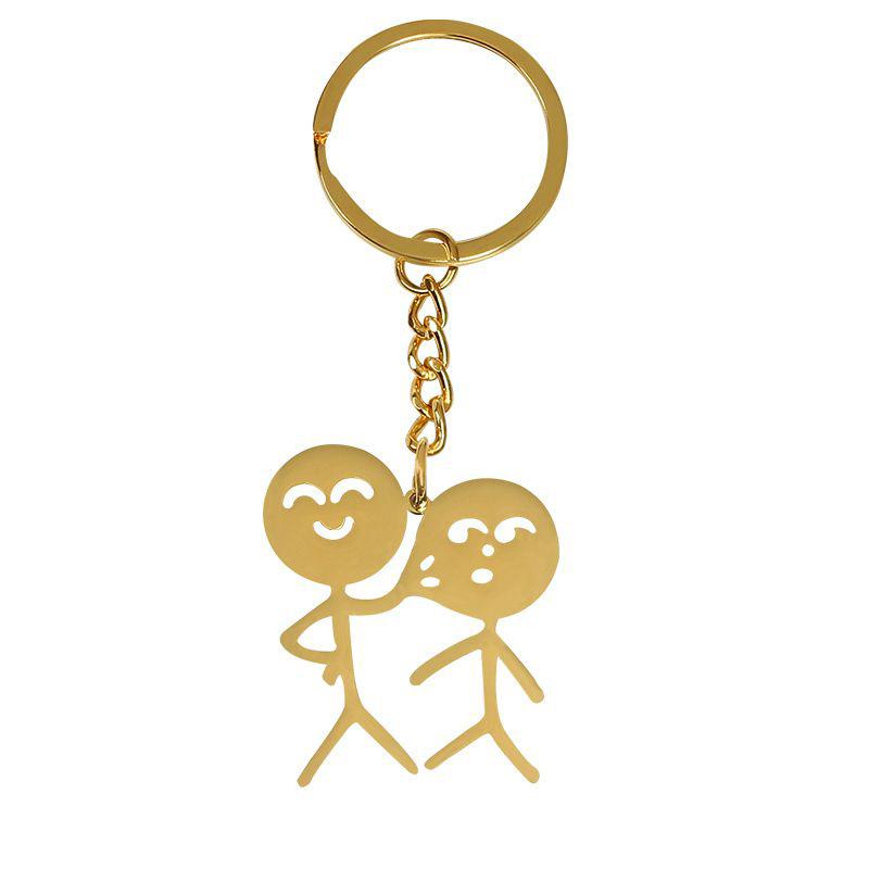 One Bag Stainless Steel Cartoon Couple Pair Of Figurines Pendant Doodle Love Fun Keychain\t Matchmaker