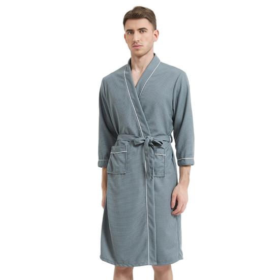 Мужской весенне-осенний халат однотонный ночной халат длиной до колена мягкий домашний халат для отдыха пижама для пар