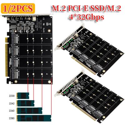 Конвертер M.2 NVME SSD в PCIE X16 для жесткого диска, карта-адаптер PCIE Split/PCIE RAID, поддержка 2230/2242/2260/2280, светодиодный индикатор