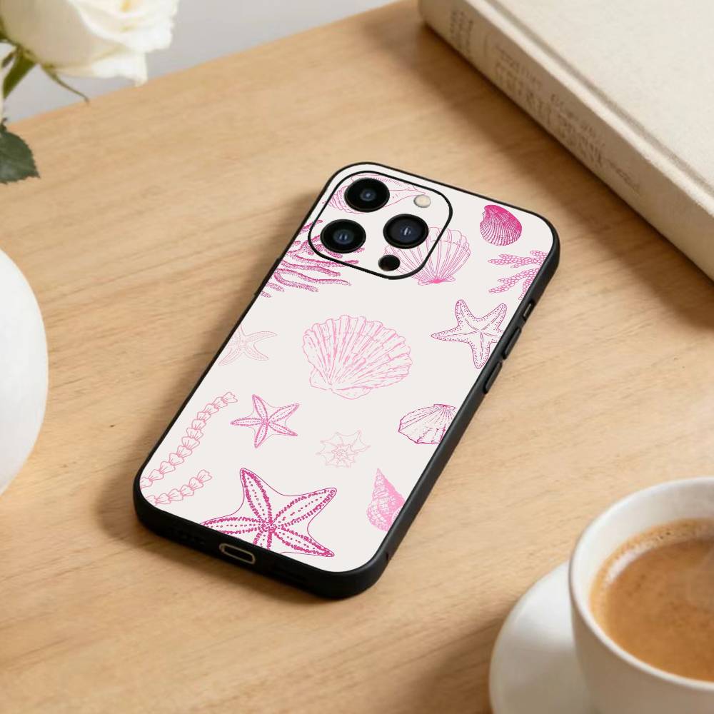 Colorful Marine Organism Phone Case For iPhone 17 16 15 14 13 12 Max Plus Silicone Black Cover
